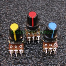 3x 20K OHM Linear Taper Dual Gang Rotary Potentiometers B20K Black Knob 3pcs U33