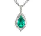 Rare 3.46CT Untreated Colombian Emerald & Lab-Created Diamonds Women's Pendant