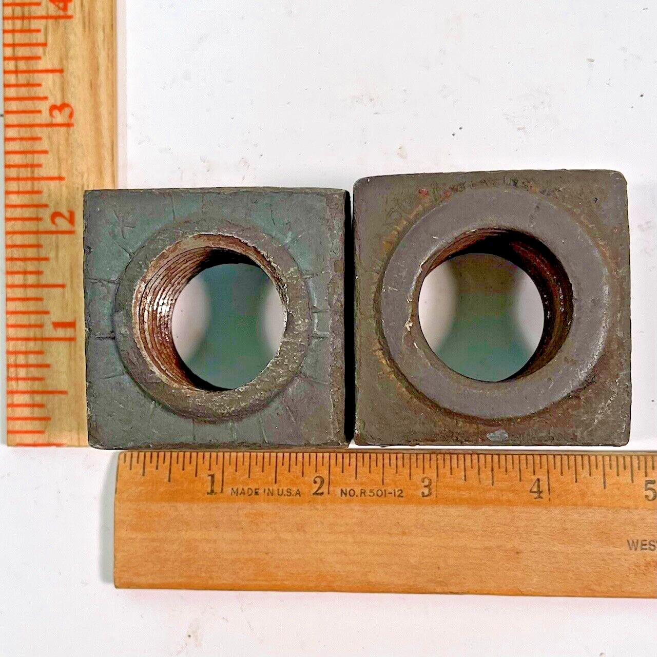 (2) 1 3/8"-6 Square Nut Steel Plain Regular 1 3/8-6 1.50" SQUARE NUT (2.18x1.42)
