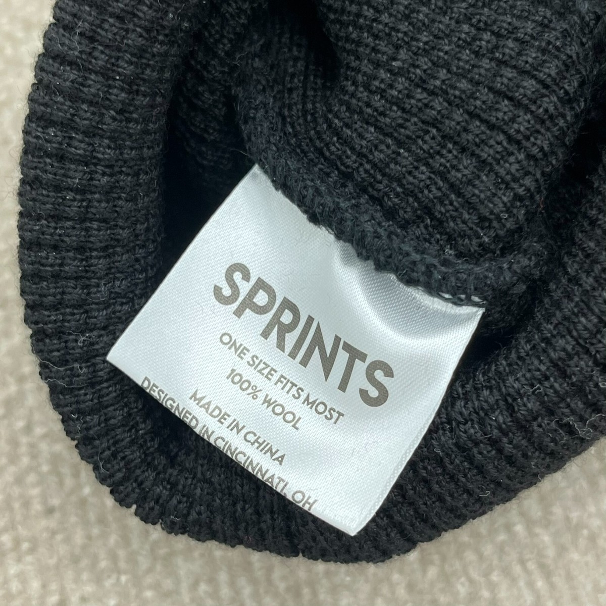 Sprints Black Knit Volcanic Glass Merino Winter Hat Unisex Adult