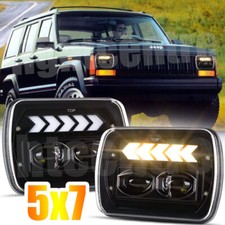 For Jeep Cherokee Xj 1984-2001 Pair 5x7 7x6 Led Headlights Sealed Highlow Beam