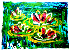 MARIO SCHIFANO - NINFEE MATERICA a SMALTO 100 X 70  tano festa,franco angeli