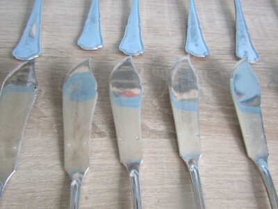 Service à Poisson Métal Argenté Modèle Double Filets, 12 Personnes, Occasion