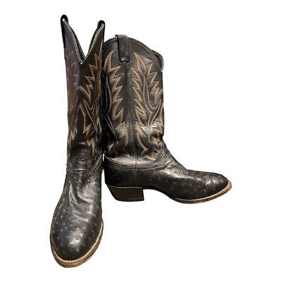 larry Mahan Ostrich Boots 10201 black E