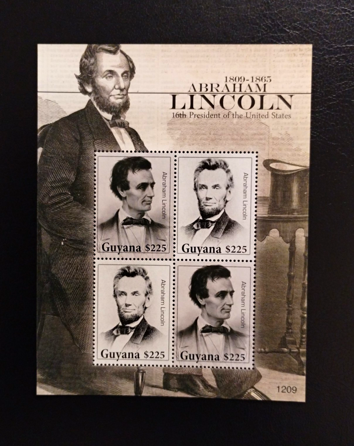 Guyana Abraham Lincoln Miniature Sheet $225 Mint Never Hinged (MNH)