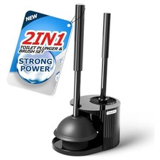 2 in 1 Toilet Plunger and Brush Set Extended Handle Plunger Toilet 1Pack Black