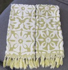 Set Of 2 Vintage Sears Drylon Bath Towels Jacobean Pattern  W/ Fringe — photo 1