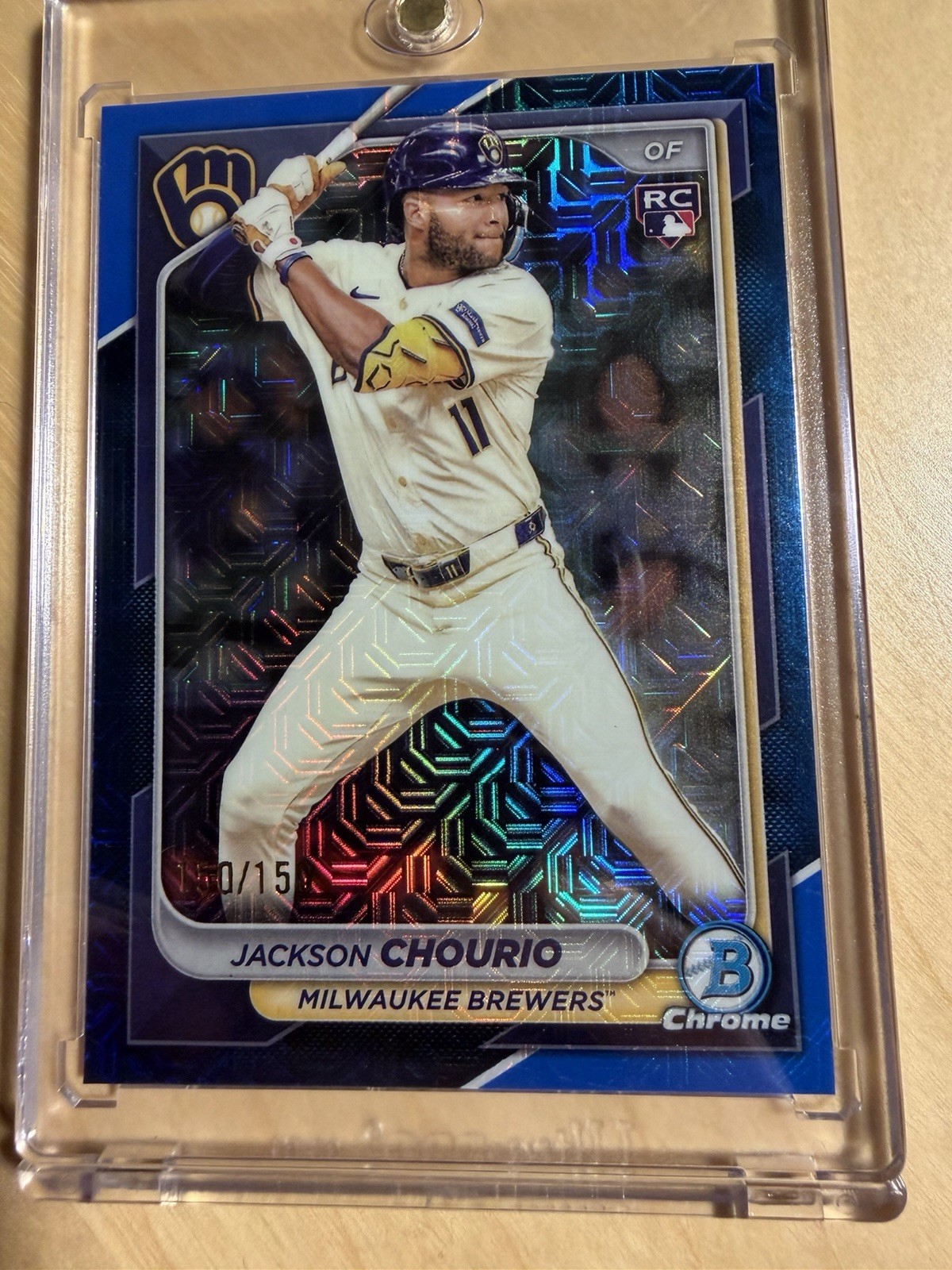2024 Bowman Chrome Jackson Chourio Brewers Blue Mojo Refractor /150 (RC)
