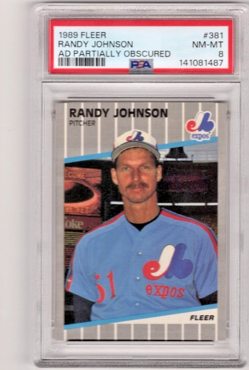 1989 Fleer Randy Johnson RC Ad Partially Obscured PSA 8