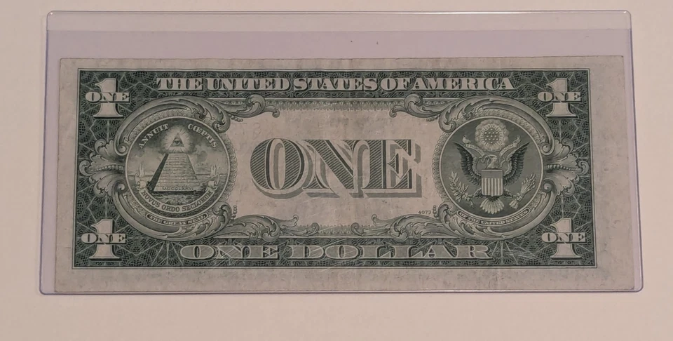 US 1935 C, $1 Silver Certificate, Mule Note, Off Center Print, Blue Seal  - Image 2 of 2