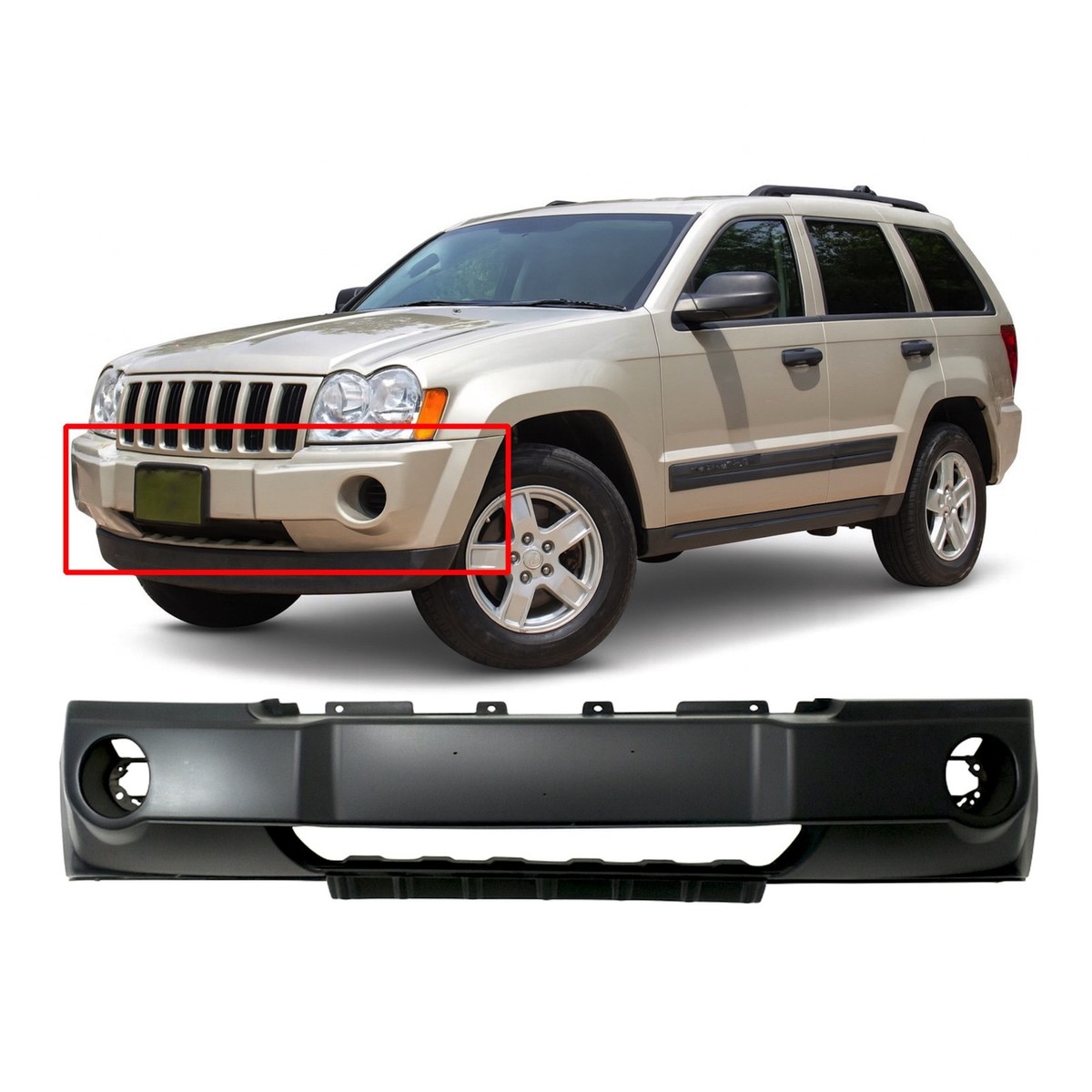 2005-2007 Jeep Grand Cherokee SUV Primed Front Bumper Cover