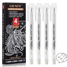 White Gel Pens,1.0mm,0.8mm,0.6mm Fine Point Assorted Tip, Opaque White Archiv...