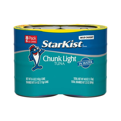 StarKist Chunk Light Tuna in Water Wild Caught 5 oz 8 Pack High Protein Cans