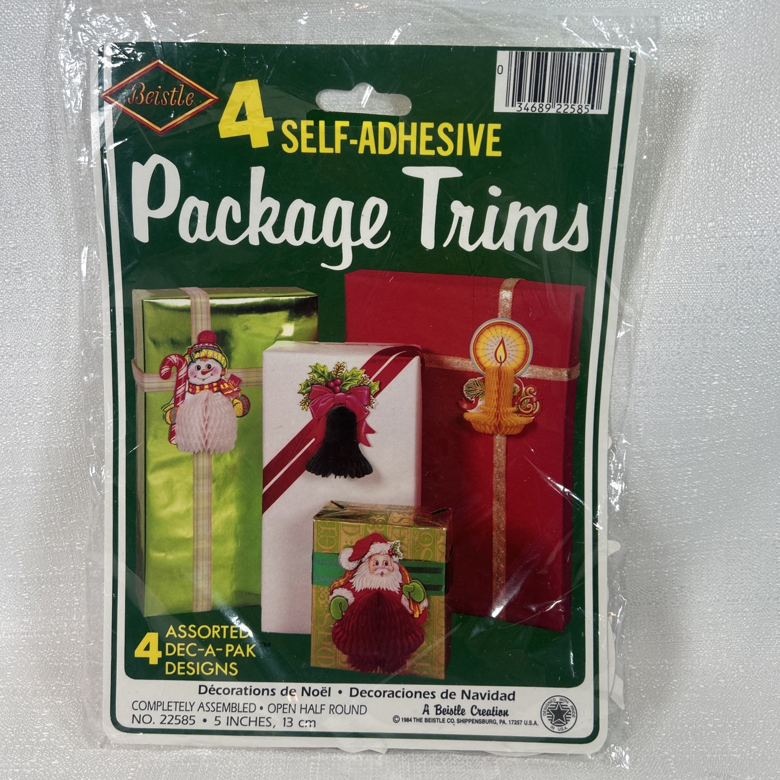 Vtg Beistle Christmas 1984 Half Round Trims 4pc 5