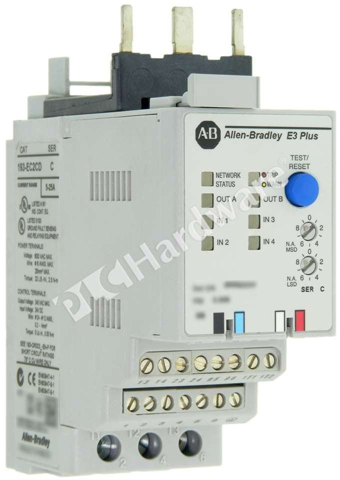 Open Pre-owned Allen Bradley 193-EC2CD Series C E3 Plus Overload Relay 5-25A
