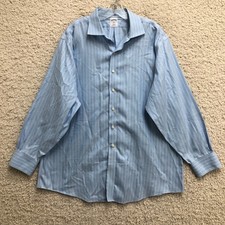 Brooks Brothers 346 Dress Shirt 18 Adult Blue Slim Fit Stripe Non Iron Men 34/35