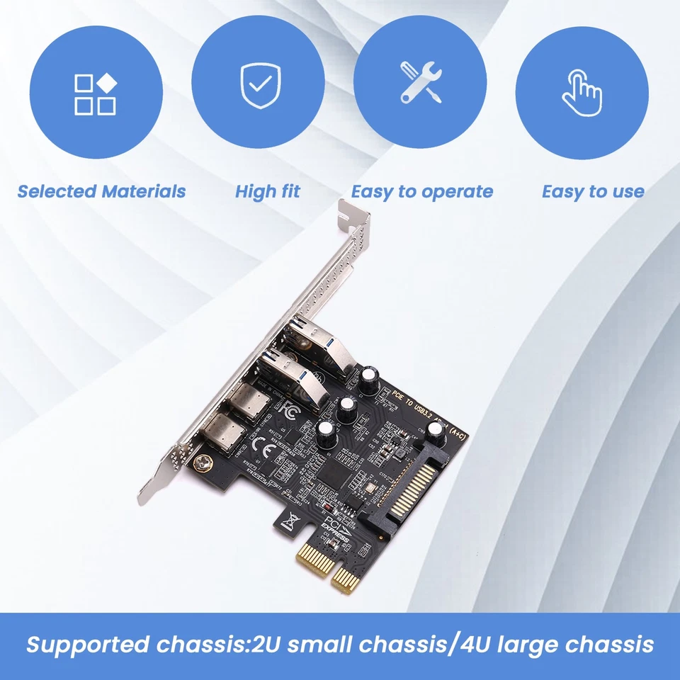 2X(PCI Expansion Card 4-Ports (Type-C+A) USB 3.2 Expansion Card 5Gbps High2119 - Image 3 of 4