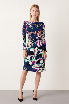 £1.250 authentisches Emilio Pucci Kleid mehrfarbig bedruckt, Viskose-Seiden-Mischung, UK 8