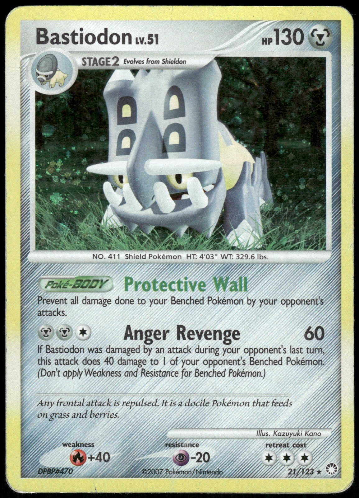 Pokemon Bastiodon GL Holo Rare Rising Rivals 2/111 HP Holo