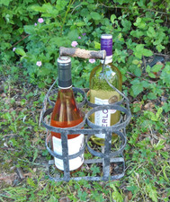 VINTAGE FRENCH GALVANISED 4 BOTTLE CARRIER