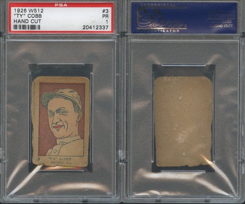 Ty Cobb 1926 W512 #3 HAND CUT STRIP BASEBALL CARD PSA 1