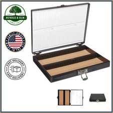 100-Place Microscope Slide Storage Box with Cork Lining and Nickel-Plated Clasp