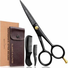 5 Professional Beard and Mustache Scissors, German Steel Beard Scissors Come wi