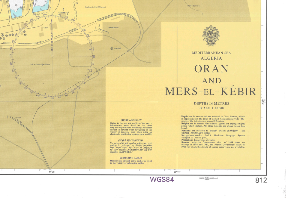812 Oram Mers El Kebir Medeiterranean Sea Algeria Chart Map Marine ...