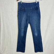 Jag Jeans Women's 6 Blue Denim Straight Leg High Rise Pull On Stretch Pants