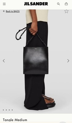 NWT Jil Sander Medium Tangle Black Leather Shoulder Bag Purse