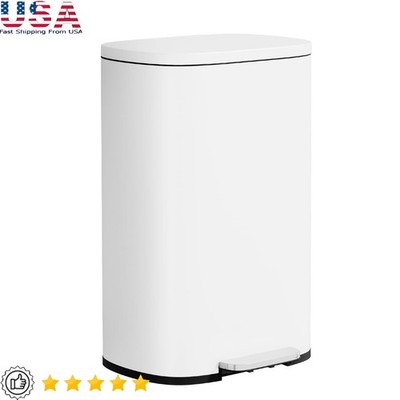 Stainless Steel Kitchen Trash Can Step-On Odor Control Foot Pedal Easy Clean New