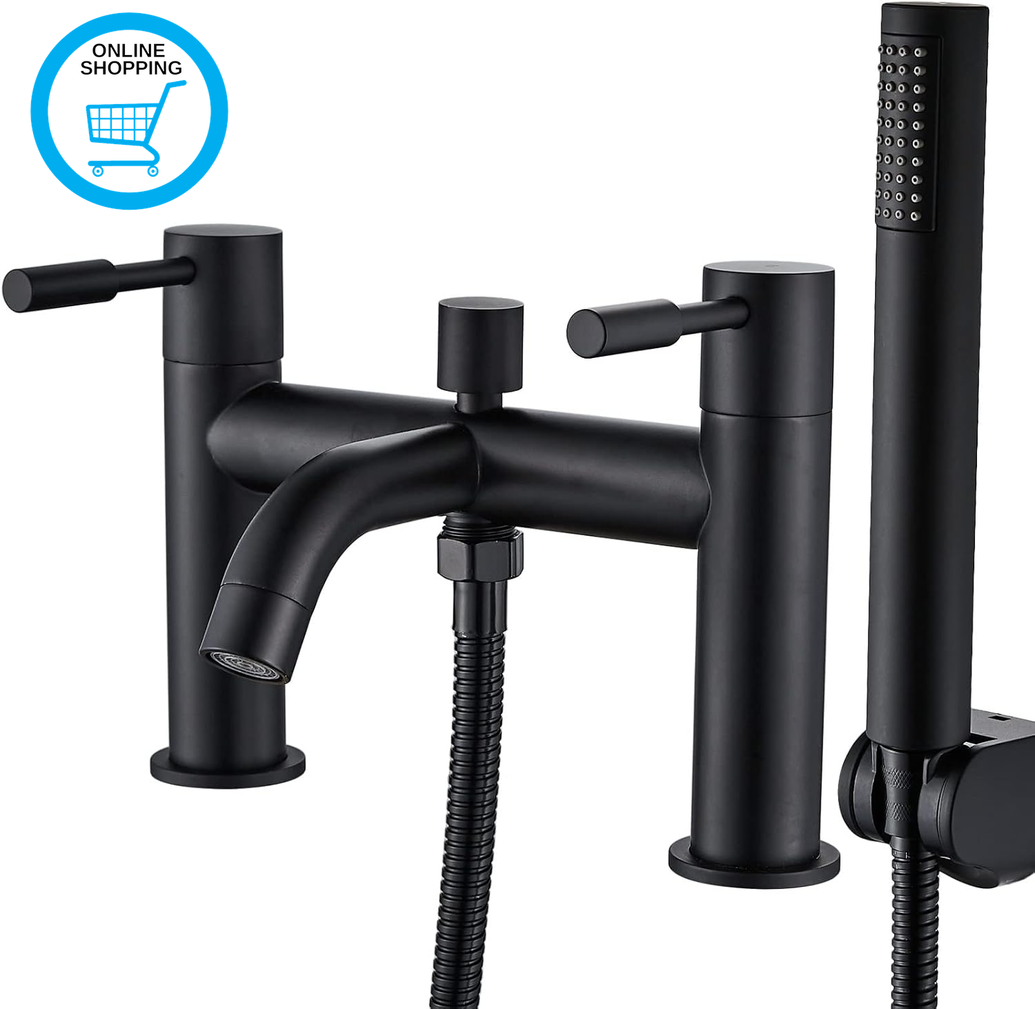 Bath Taps with Shower,  Black Bathroom Shower Tap Tub Mixer Tap Bath Filler Tap