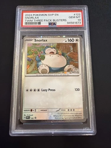 122 SNORLAX PSA 10 POKEMON SVP EN-SV BLACK STAR PROMO Three Pack Blisters Swirls