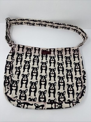Bungalow 360 Dog Print Large Messenger Bag Canvas Adjustable Strap Tote 15x11''