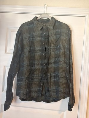 Corridor NYC Acid Plaid Flannel Shirt Size M Long Sleeve