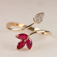 0.50Ct Ruby Pink Marquise Diamond Engagement Wedding Ring 14K Yellow Gold Finish
