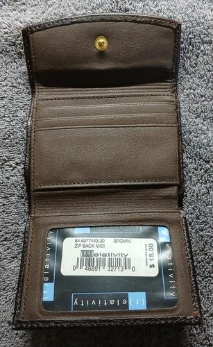 Men's (R)elativity Brown Zip Midi Wallet w/Zip Change Compartment 54-5977443-20