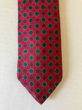 Hastings Bay Men's Necktie Tie Silk Red Blue Teal Geometric Made in USA 58"