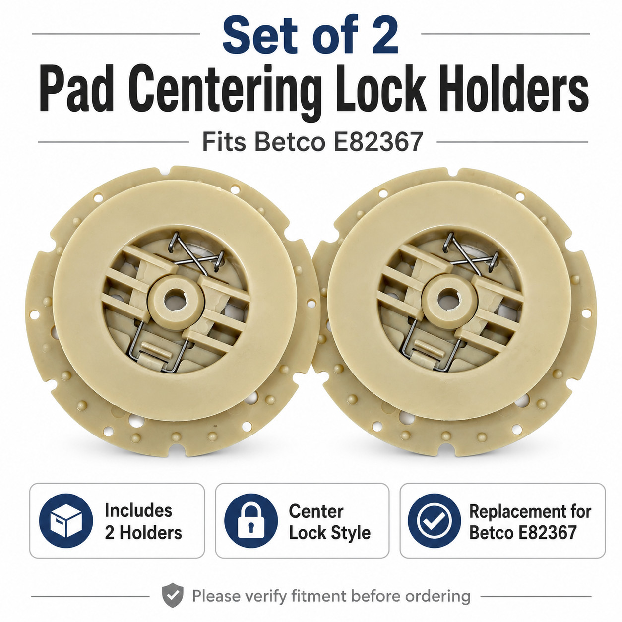 Set of TWO (2) Pad Centering Lock Holders to fit Betco E82367