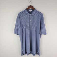 Peter Millar Polo Shirt Mens 2XL Blue Stripe Summer Comfort Golf Performance