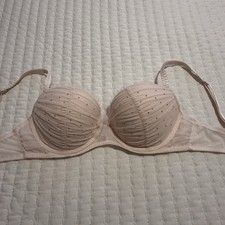 Victoria’s Secret Rhinestone Tulle Pink Lace Push-up Padded Demi Bra 34D