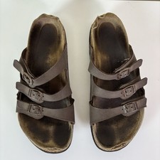 Birkenstock Florida Sandals Soft Footbed Brown Leather 40 Regular Heavy Distress