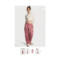 Victoria's Secret Women's Pink Wide-Leg Cargo Pants with Pockets XS