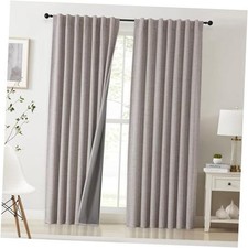 Linen 100 Blackout Curtains 84 Inch Length 52"W x 108"L Pack of 2 Natural