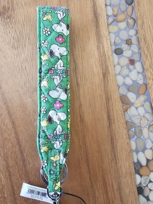 NWT Vera Bradley Wide Wristlet Strap Clip Key Ring Snoopy Meadow Peanuts Garden