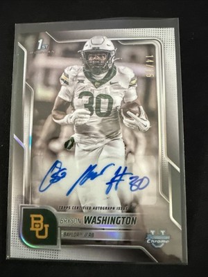 2025 Bryson Washington Topps Chrome U 1st Auto Variation Refractor /15 BCA SP