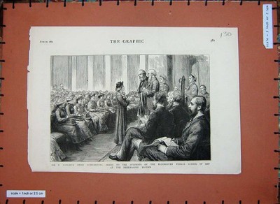 Old Antique Print 1882 Sir Cunliffe Owen Students Bllomsbury School Art 19th