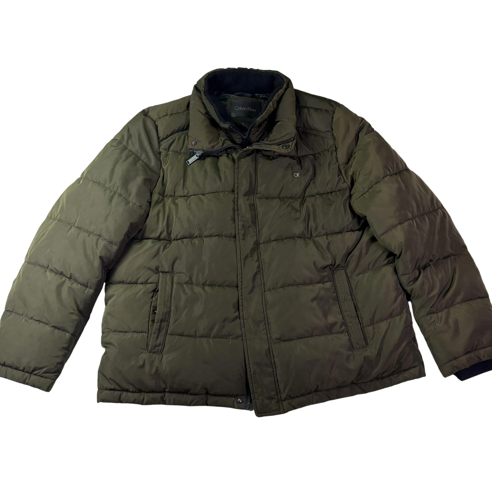 Calvin Klein Jacket Mens Large Brown Puffer Quilted Full Zip Winter Coat
Opens in a new window or ta