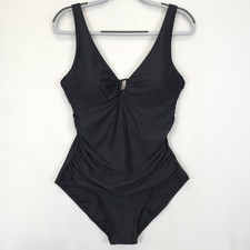 DKNY One Piece Swimsuit Womens Large Black Ad...