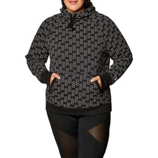 Champion Women's Black AOP All Over Logo Printed Pullover Hoodie Size Small